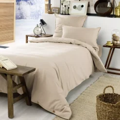 Lenzuolo con angoli flanella di cotone (90 x 200 cm) Nina Beige