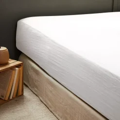 Lenzuolo con angoli garza di cotone (160 x 200 cm) Gaïa Bianco chantilly