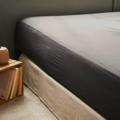 Lenzuolo con angoli garza di cotone (90 x 190 cm) Gaïa Grigio granito
