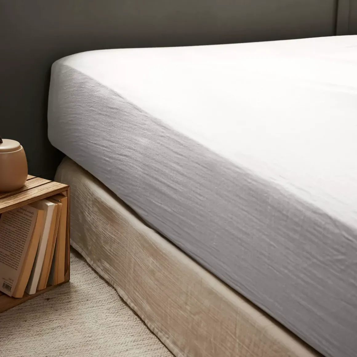 Lenzuolo con angoli garza di cotone (90 x 200 cm) Gaïa Grigio nuvola