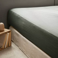 Lenzuolo con angoli garza di cotone (90 x 190 cm) Gaïa Verde rosmarino
