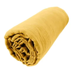 Lenzuolo con angoli garza di cotone (180 x 200 cm) Gaïa Giallo zafferano