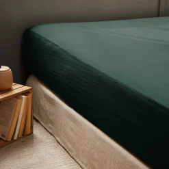 Lenzuolo con angoli garza di cotone (160 x 200 cm) Gaïa Verde abete