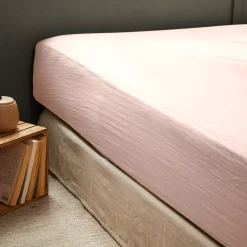 Lenzuolo con angoli garza di cotone (140 x 190 cm) Gaïa Rosa cipria