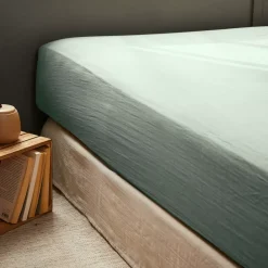 Lenzuolo con angoli garza di cotone (90 x 190 cm) Gaïa Verde eucalipto
