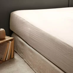 Lenzuolo con angoli garza di cotone (160 x 200 cm) Gaïa Beige pampa