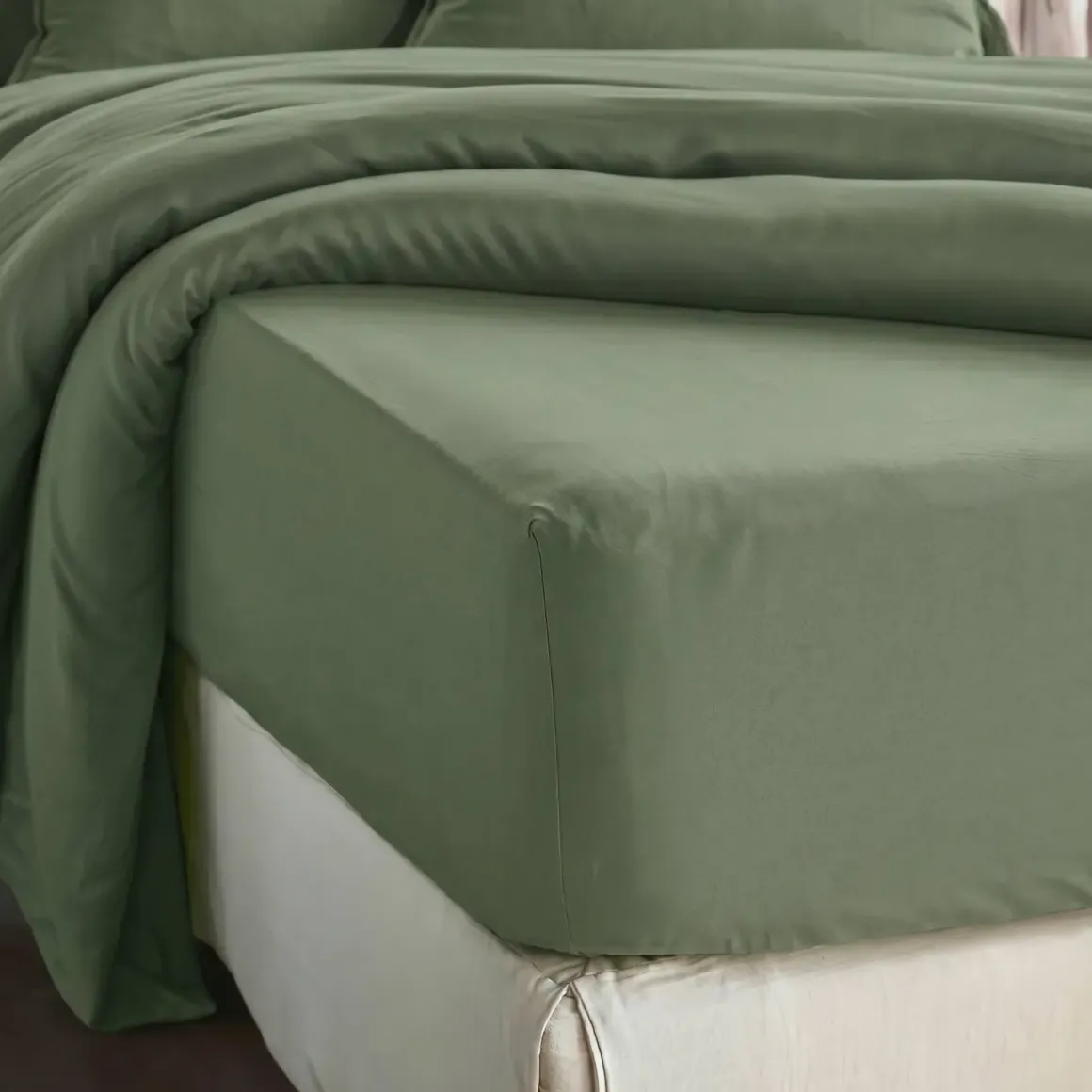 Lenzuolo con angoli in lyocell Tencel™ (140 x 190 cm) Olivia Verde rosmarino