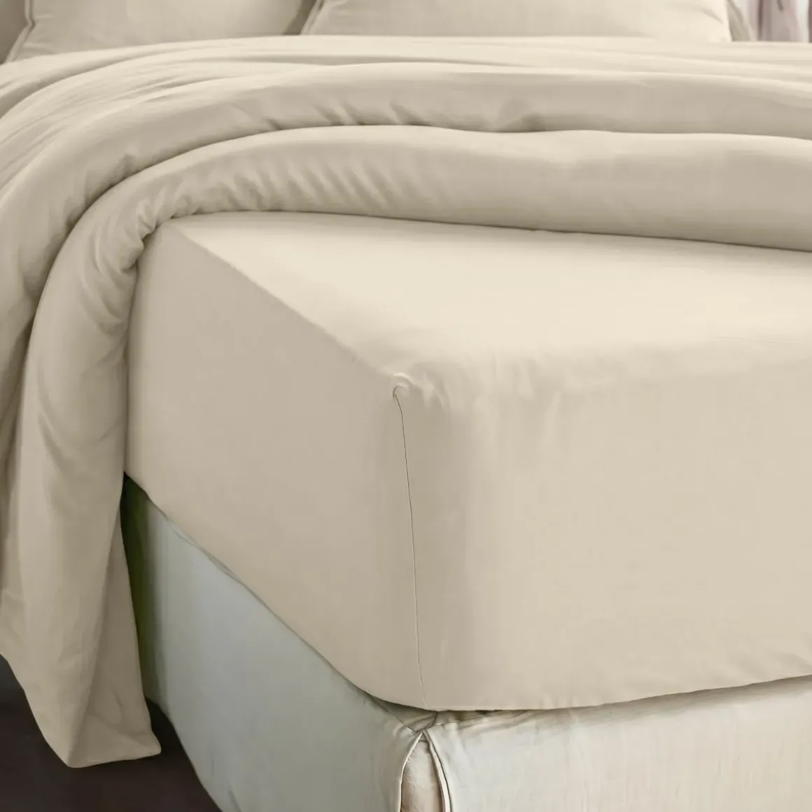 Lenzuolo con angoli in lyocell Tencel™ (140 x 200 cm) Olivia Beige pampa