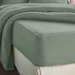 Lenzuolo con angoli in lyocell Tencel™ (180 x 200 cm) Olivia Verde eucalipto