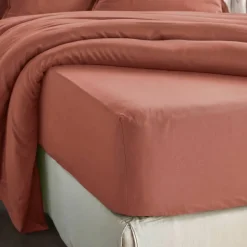 Lenzuolo con angoli in lyocell Tencel™ (180 x 200 cm) Olivia Terracotta