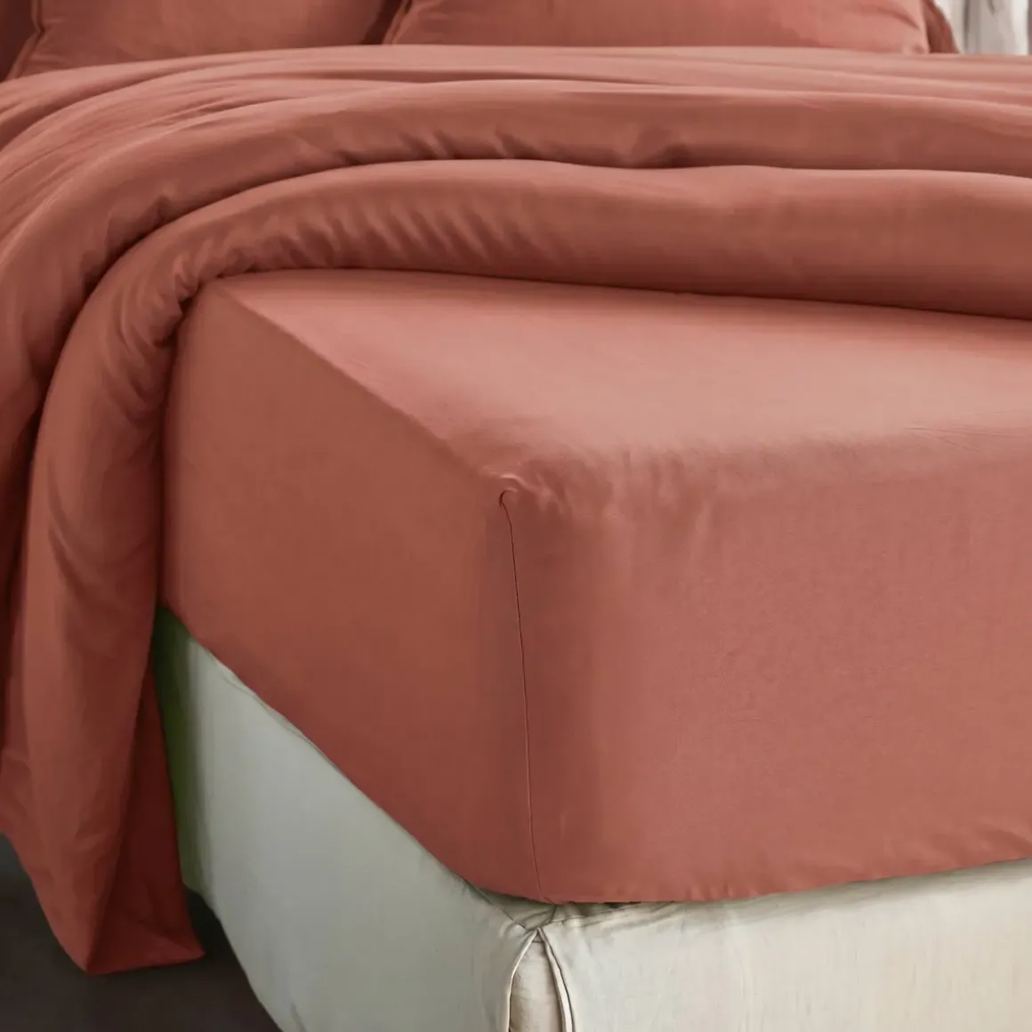Lenzuolo con angoli in lyocell Tencel™ (90 x 190 cm) Olivia Terracotta