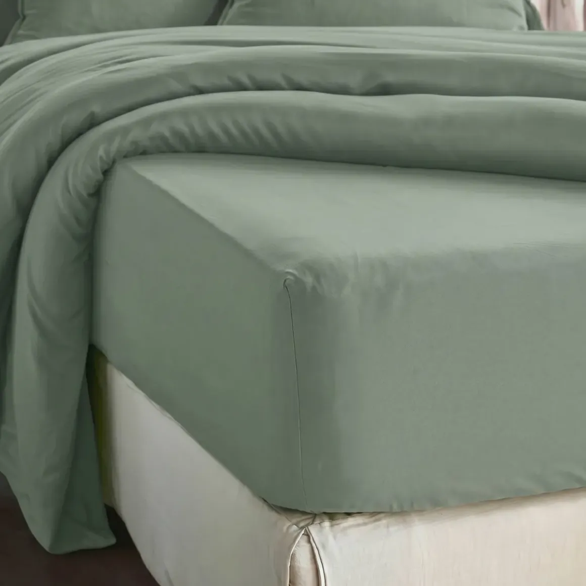 Lenzuolo con angoli in lyocell Tencel™ (140 x 190 cm) Olivia Verde eucalipto