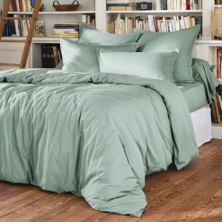 Lenzuolo con angoli in percalle di cotone (90 x 190 cm) Cali Verde eucalipto