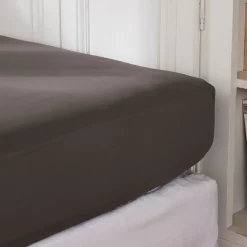 Lenzuolo con angoli percalle di cotone (160 cm) Cali Grigio antracite
