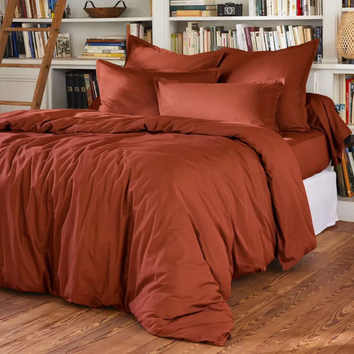 Lenzuolo con angoli percalle di cotone (200 cm) Cali Terracotta