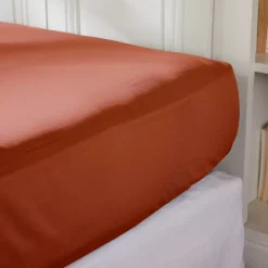 Lenzuolo con angoli percalle di cotone (160 cm) Cali Terracotta