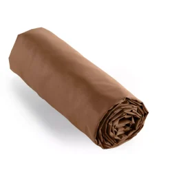 Lenzuolo con angoli percalle di cotone (180 x 200 cm) Cali Marrone cioccolato