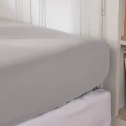 Lenzuolo con angoli percalle di cotone (140 cm) Cali Grigio chiaro