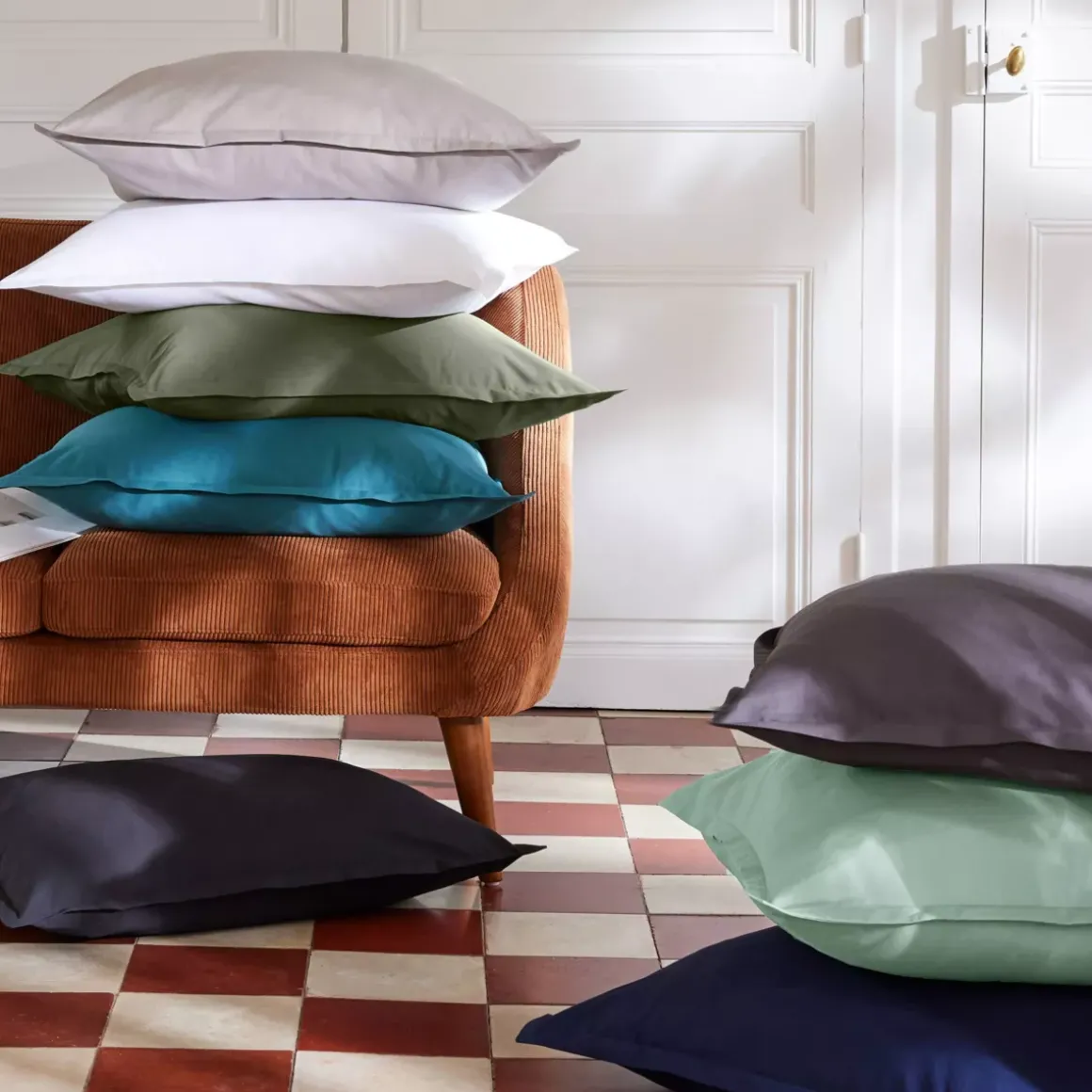 Lenzuolo sopra percalle di cotone (240 x 300 cm) Cali Grigio chiaro