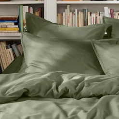 Lenzuolo sopra percalle di cotone (180 x 290 cm) Cali Verde rosmarino