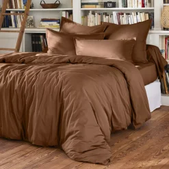 Lenzuolo sopra percalle di cotone (180 x 290 cm) Cali Marrone cioccolato