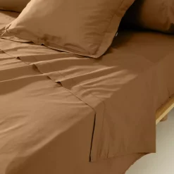 Lenzuolo sopra percalle di cotone (270 x 300 cm) Cali Camel