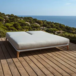 MOBELLIA Lettino Da Spiaggia-Lettino prendisole doppio in alluminio Monte Carlo e tortora