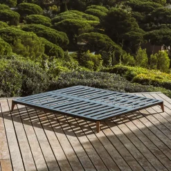 MOBELLIA Lettino Da Spiaggia-Lettino prendisole doppio in alluminio Monte Carlo Grigio