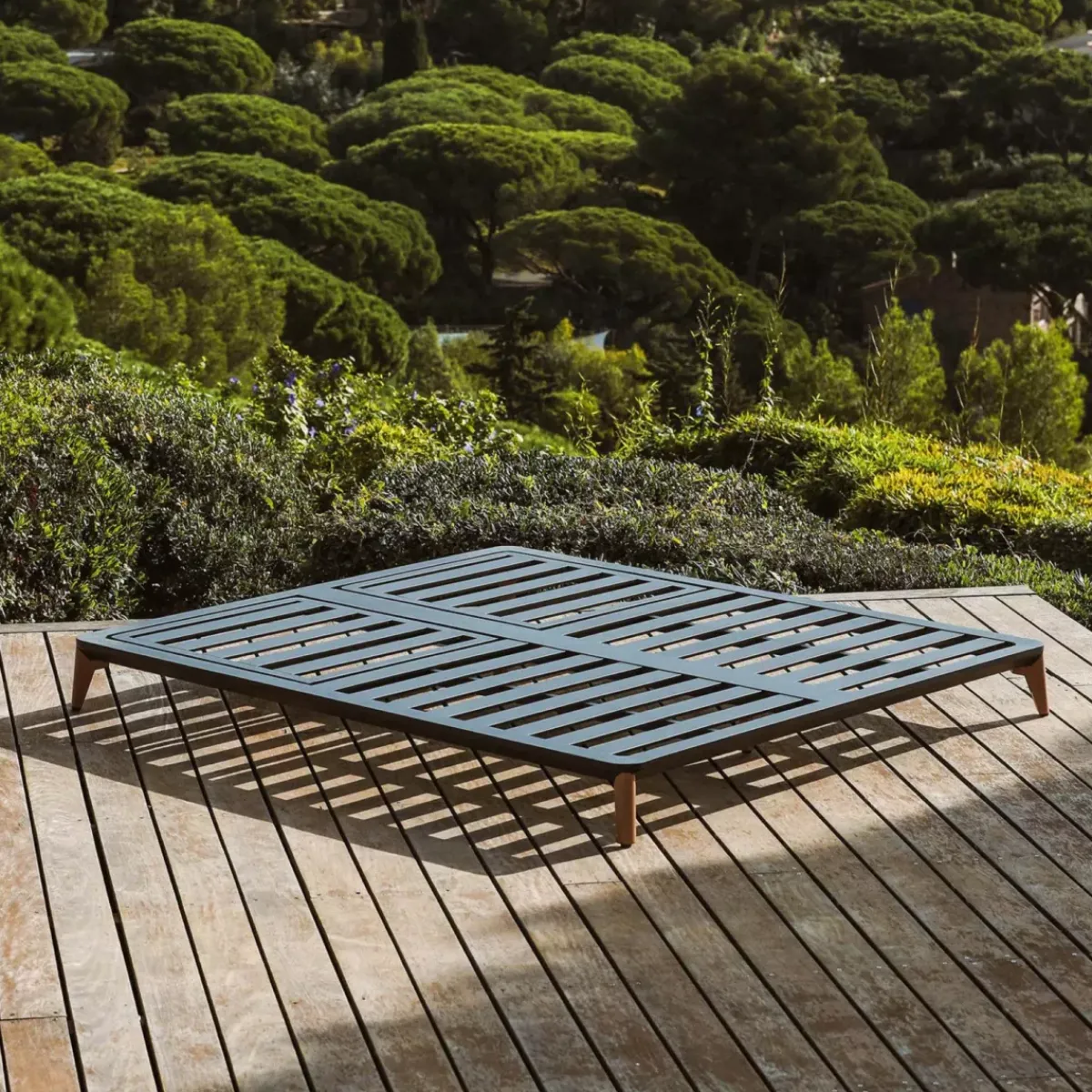 MOBELLIA Lettino Da Spiaggia-Lettino prendisole doppio in alluminio Monte Carlo Grigio
