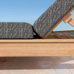 MOBELLIA Lettino Da Spiaggia-Lettino prendisole doppio legno di acacia Bornéo Grigio