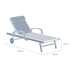 MOBELLIA Lettino Da Spiaggia-Lettino prendisole in alluminio Pirae