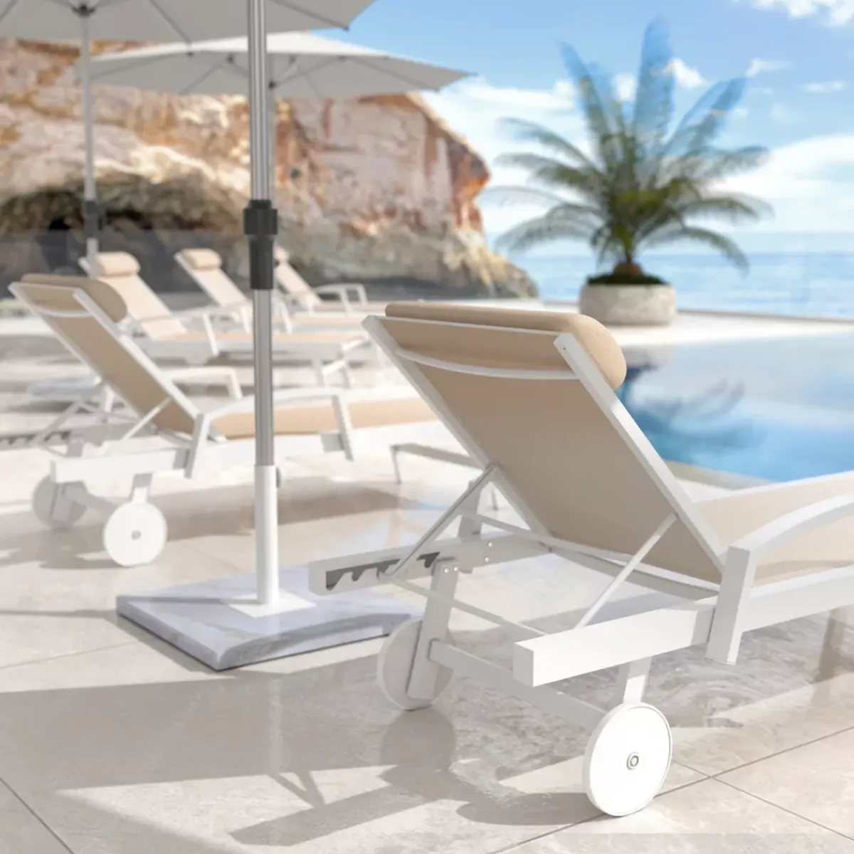 MOBELLIA Lettino Da Spiaggia-Lettino prendisole in alluminio Pirae