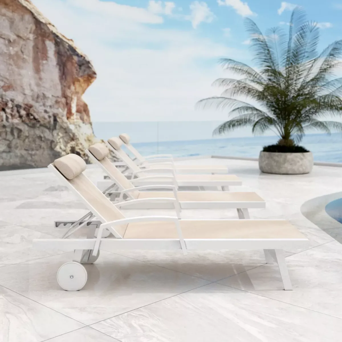 MOBELLIA Lettino Da Spiaggia-Lettino prendisole in alluminio Pirae