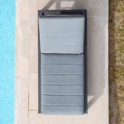 MOBELLIA Lettino Da Spiaggia-Lettino prendisole in alluminio Elba Grigio