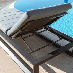 MOBELLIA Lettino Da Spiaggia-Lettino prendisole in alluminio Elba Grigio