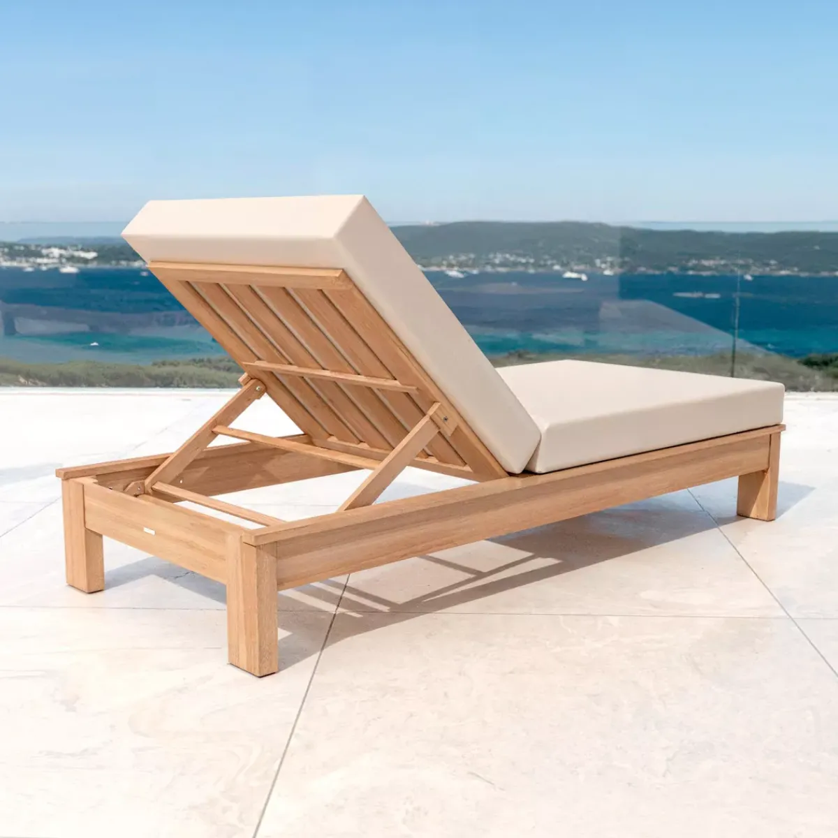 MOBELLIA Lettino Da Spiaggia-Lettino prendisole in legno d'acacia Bornéo