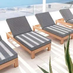 MOBELLIA Lettino Da Spiaggia-Lettino prendisole legno di acacia Bornéo Grigio