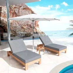 MOBELLIA Lettino Da Spiaggia-Lettino prendisole legno di acacia Bornéo Grigio