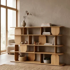 Librerie E Scaffali-Libreria design 5 ripiani in rovere massiccio (200 x 130 cm) Kest