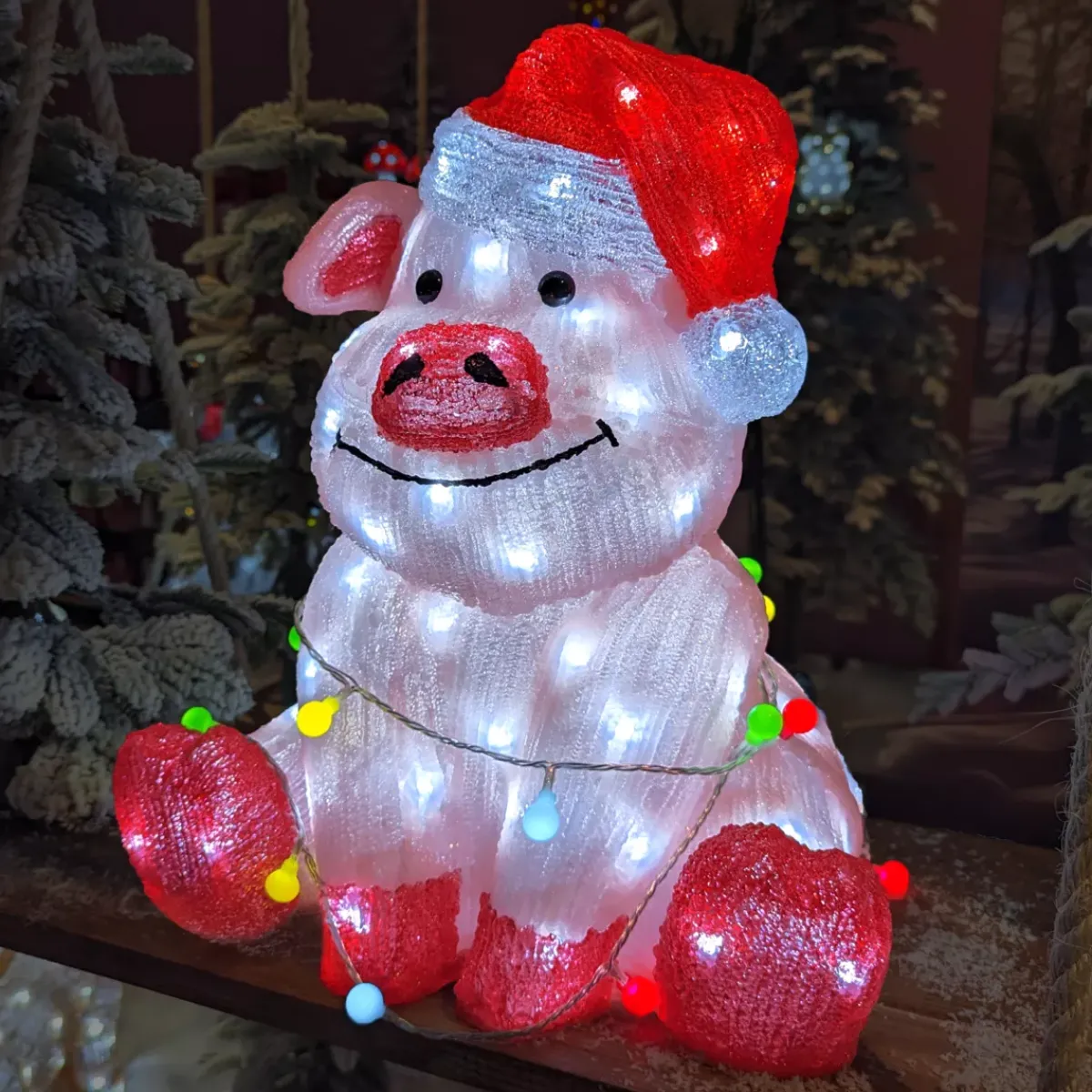 EMINZA Oggetti Decorativi E Illuminati|Babbo Natale Animali E Personaggi-Maialino luminoso 100 LED (H41 cm) Baby Gaston