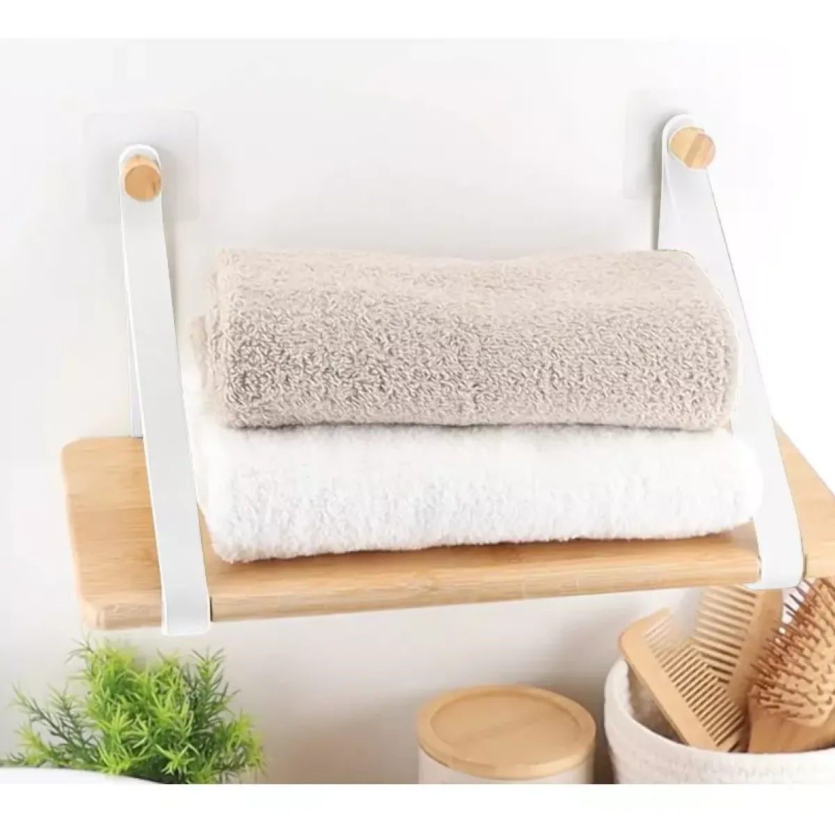 TENDANCE Contenitori Bagno|Mobili Bagno-Mensola adesiva bambù Easy Chic