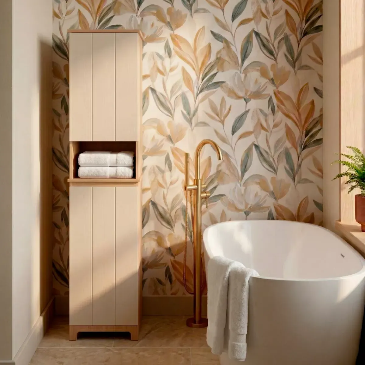 TENDANCE Contenitori Bagno|Mobili Bagno-Mobile colonna bagno con cesto per biancheria integrato in legno (173 x 38 cm) Rivoli