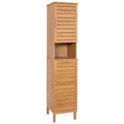 TENDANCE Contenitori Bagno|Mobili Bagno-Mobile colonna bagno con cesto per biancheria integrato in legno (173 x 38 cm) Colonial