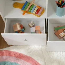 EMINZA Mobili Bambini-Mobile contenitore bambino legno 3 livelli (H97 cm) Stars