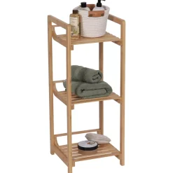 TENDANCE Contenitori Bagno|Mobili Bagno-Mobile da bagno in bambù 3 ripiani (30 x H75 cm) Armonia