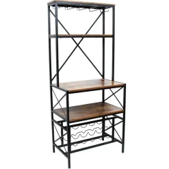 EMINZA Mobili Portabottiglie-Mobile portabottiglie industriale 10 scompartimenti e portabicchieri (Alt 178 cm) Léon