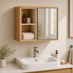 TENDANCE Contenitori Bagno|Mobili Bagno-Mobiletto alto per bagno in legno 2 nicchie (45 x 60 cm) Rivoli
