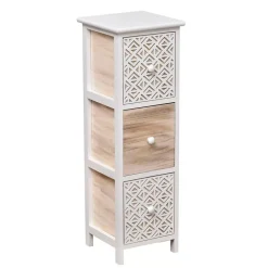 TENDANCE Contenitori Bagno|Mobili Bagno-Mobiletto bagno 3 cassetti in legno di paulownia (77 x 25 cm) Stile Bohémien