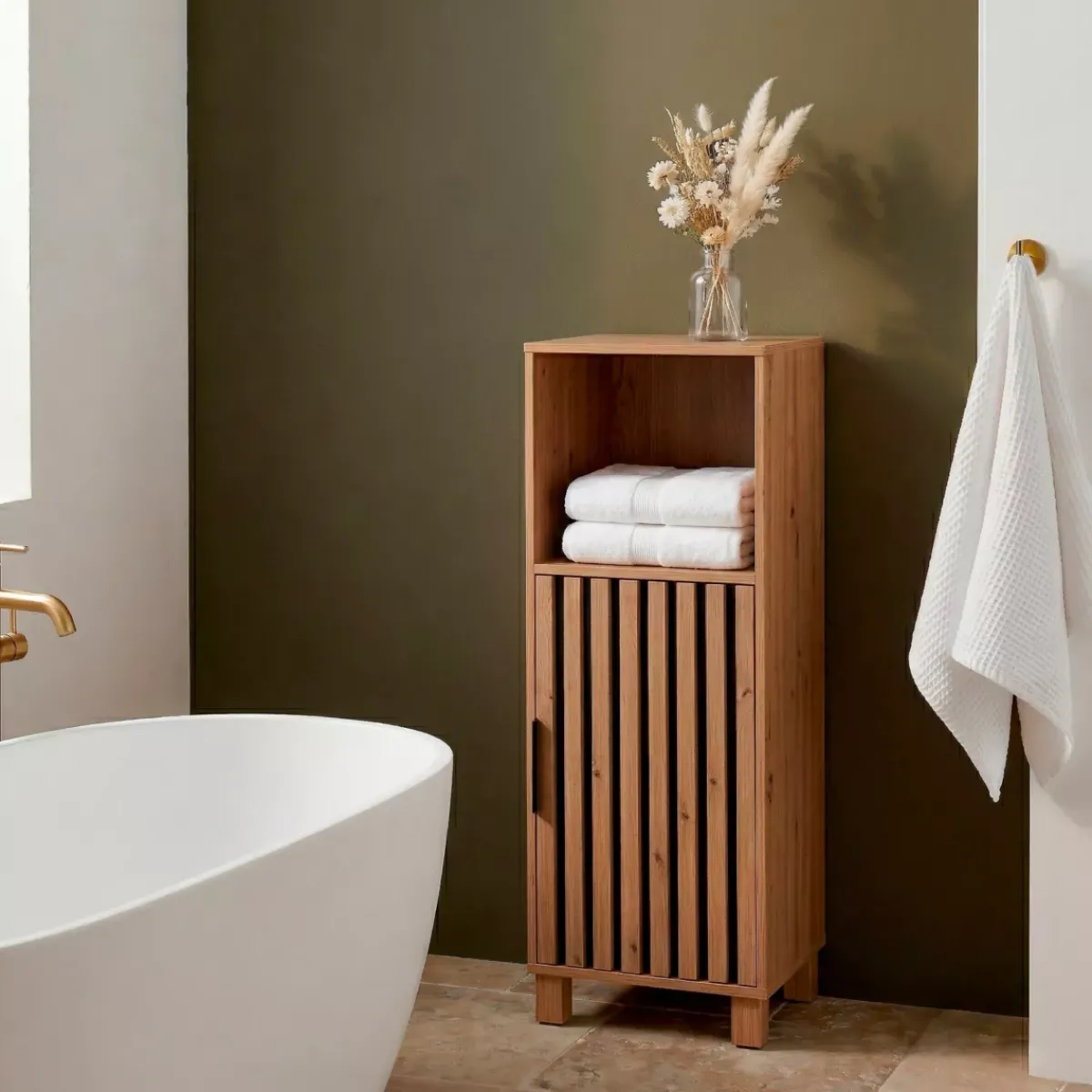TENDANCE Contenitori Bagno|Mobili Bagno-Mobiletto basso bagno in legno (86 x 35 cm) Karma