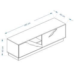 EMINZA Mobile Tv-Mobile TV in design (180 x 40 cm) Florida Bianco, nero e naturale